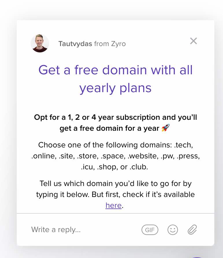 Zyro domains