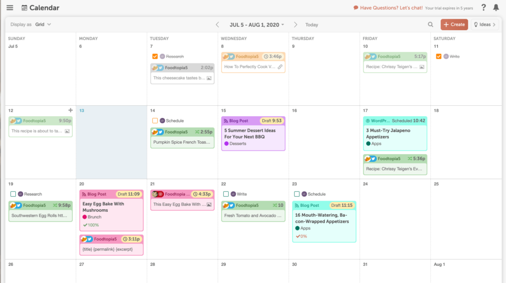 Blog calendar for WordPress